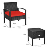 3 Pcs Outdoor Rattan Wicker Furniture Set-Beige