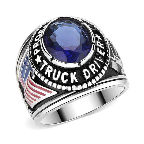 Trucker Ring in Synthetic Montana Glass Blue