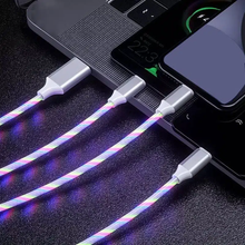 3 In1 LED Flowing LED  Lighted Phone Cord x 3 FT.