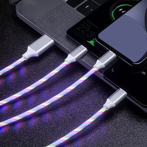 3 In1 LED Flowing LED  Lighted Phone Cord x 3 FT.