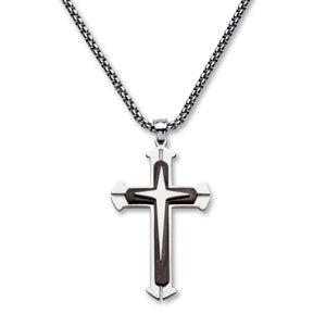 Palm Beach Men's Stainless Steel Cross Pendant