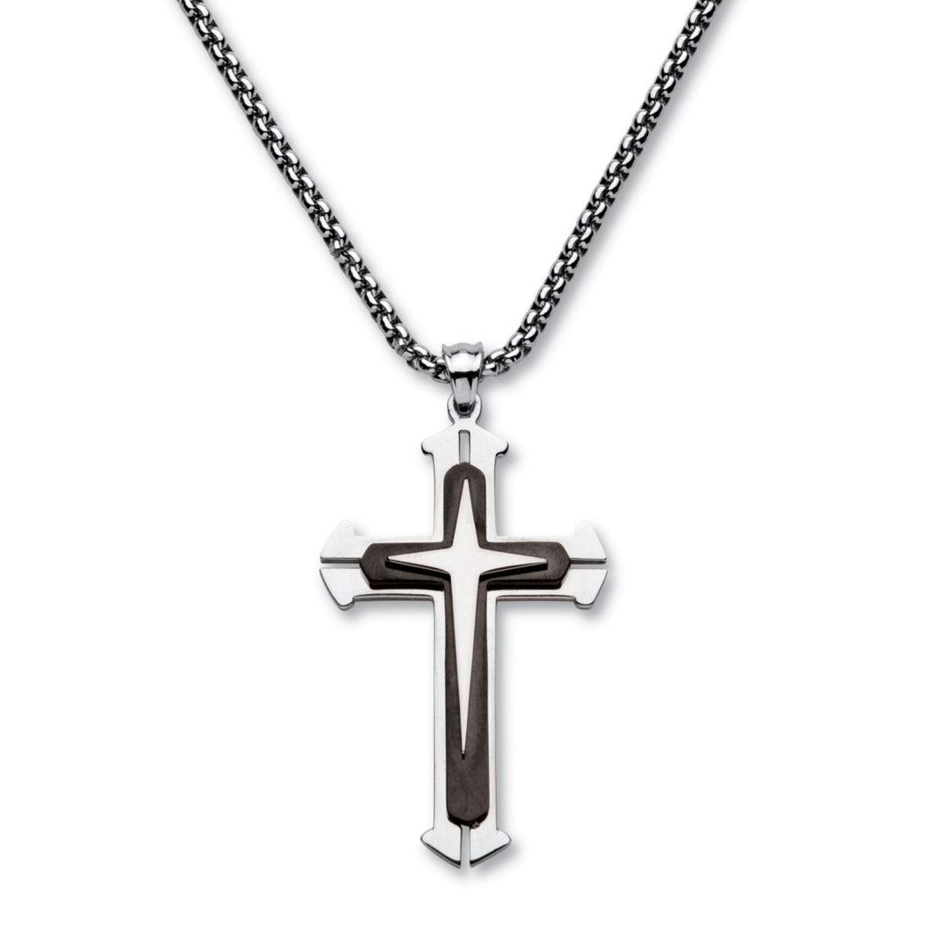 Palm Beach Men's Stainless Steel Cross Pendant